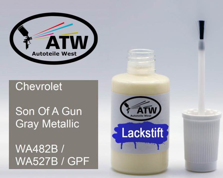 Chevrolet, Son Of A Gun Gray Metallic, WA482B / WA527B / GPF: 20ml Lackstift, von ATW Autoteile West.